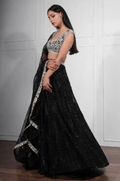 Ritika Mirchandani Black Hand Embroidered Lehenga Set