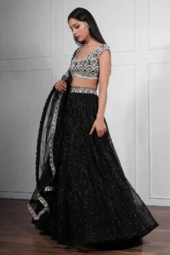 Ritika Mirchandani Black Hand Embroidered Lehenga Set -Echo Clohting Shop 01 21 16 3