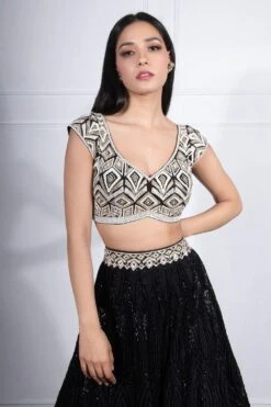 Ritika Mirchandani Black Hand Embroidered Lehenga Set -Echo Clohting Shop 01 21 16 5