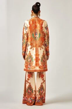 Rajdeep Ranawat Permaz Beige & Orange Floral Printed Flared Pant -Echo Clohting Shop 011223rr42 5 1