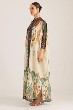 Rajdeep Ranawat Rabia Vanilla Beige Geometric Print Kaftan -Echo Clohting Shop 013122023rr04 3