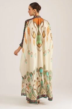 Rajdeep Ranawat Rabia Vanilla Beige Geometric Print Kaftan -Echo Clohting Shop 013122023rr04 5