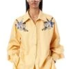 Kanika Goyal Label Yellow Droopy Floral Hand Embellished Shirt