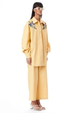 Kanika Goyal Label Yellow Droopy Floral Hand Embellished Shirt -Echo Clohting Shop 02052023kg03 3