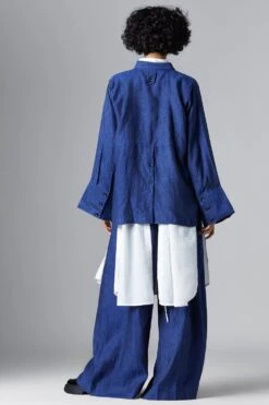 Chola Blue A-line Linen Shirt -Echo Clohting Shop 0311ca04 3