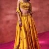 Punit Balana Yellow Hand Block Printed Lehenga Set