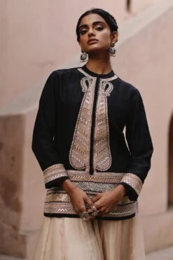 Avacara Black Intricate Dori Work Handloom Jacket Set 8 Avacara Black Intricate Dori Work Handloom Jacket Set -Echo Clohting Shop 0403ac02 4