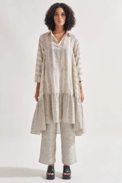 Amrich Ivory Handwoven Panelled Dress