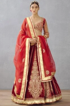 Torani Dhwani Bright Red Embellished Lehenga Set