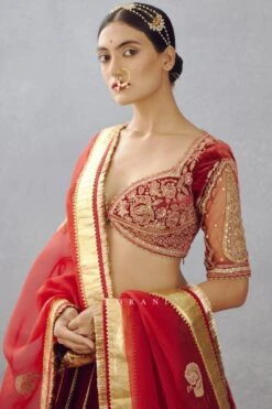 Torani Dhwani Bright Red Embellished Lehenga Set -Echo Clohting Shop 0411tor03 3 1