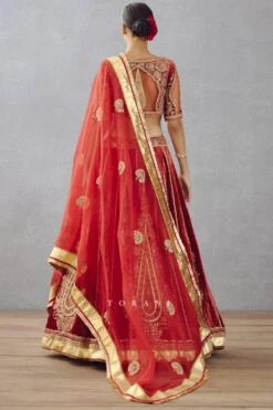 Torani Dhwani Bright Red Embellished Lehenga Set -Echo Clohting Shop 0411tor03 5 1