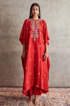 Jayanti Reddy Red Zardosi Embellished Kaftan Set