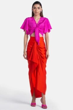 431-88 By Shweta Kapur Fuchsia Pink Crop Top