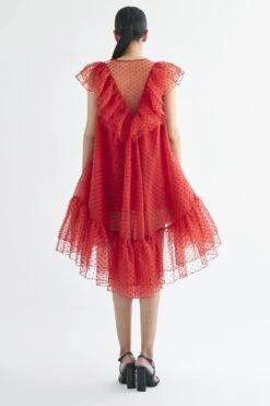 Gauri & Nainika Red Round Neck Tie Up Trapeze Dress -Echo Clohting Shop 0809gk10 3