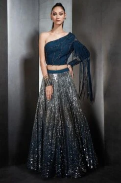 Rohit Gandhi + Rahul Khanna Elytra Galaxy Blue Tassel Top