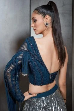 Rohit Gandhi + Rahul Khanna Elytra Galaxy Blue Tassel Top -Echo Clohting Shop 0911rg62 4