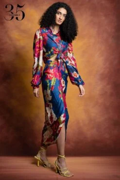 Saaksha & Kinni Blue Botanical Print Top -Echo Clohting Shop 0912sk02 3