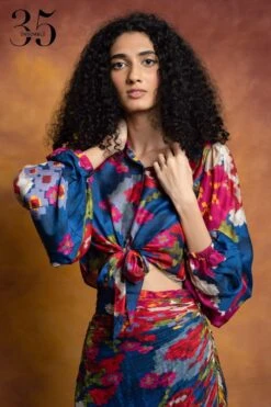 Saaksha & Kinni Blue Botanical Print Top -Echo Clohting Shop 0912sk02 4