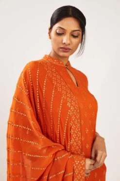 Nakul Sen Organge Chiffon Sharara With Bandhej Sequins Work -Echo Clohting Shop 1001 3 2