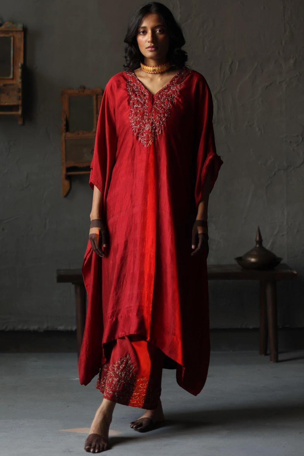 Shorshe Ruby Red Nushka Kaftan Set 1 Shorshe Ruby Red Nushka Kaftan Set