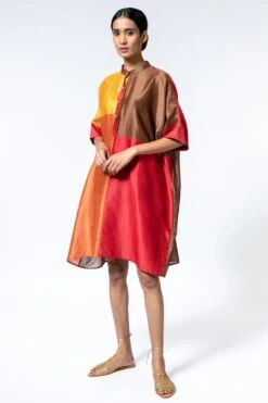 SWGT Colour Blocked Silk Dress