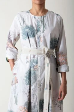 SUKETDHIR White Printed Poplin Shirt Dress -Echo Clohting Shop 101sd34 4