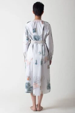 SUKETDHIR White Printed Poplin Shirt Dress -Echo Clohting Shop 101sd34 5