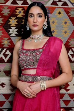 Ridhima Bhasin Fuchsia Embroidered Sharara Sari -Echo Clohting Shop 102rb16 3