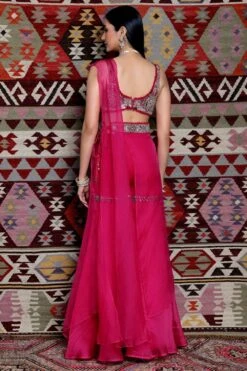 Ridhima Bhasin Fuchsia Embroidered Sharara Sari -Echo Clohting Shop 102rb16 4