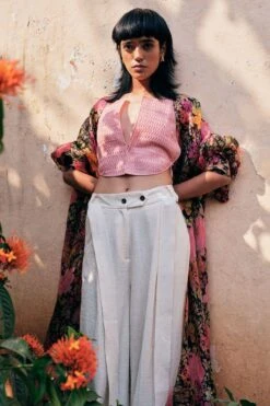 Chola White Pleated Trousers