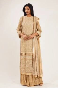 Nakul Sen Beige Embroidered Kurta Set