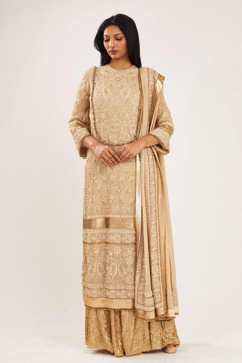 Nakul Sen Beige Embroidered Kurta Set 1 Nakul Sen Beige Embroidered Kurta Set