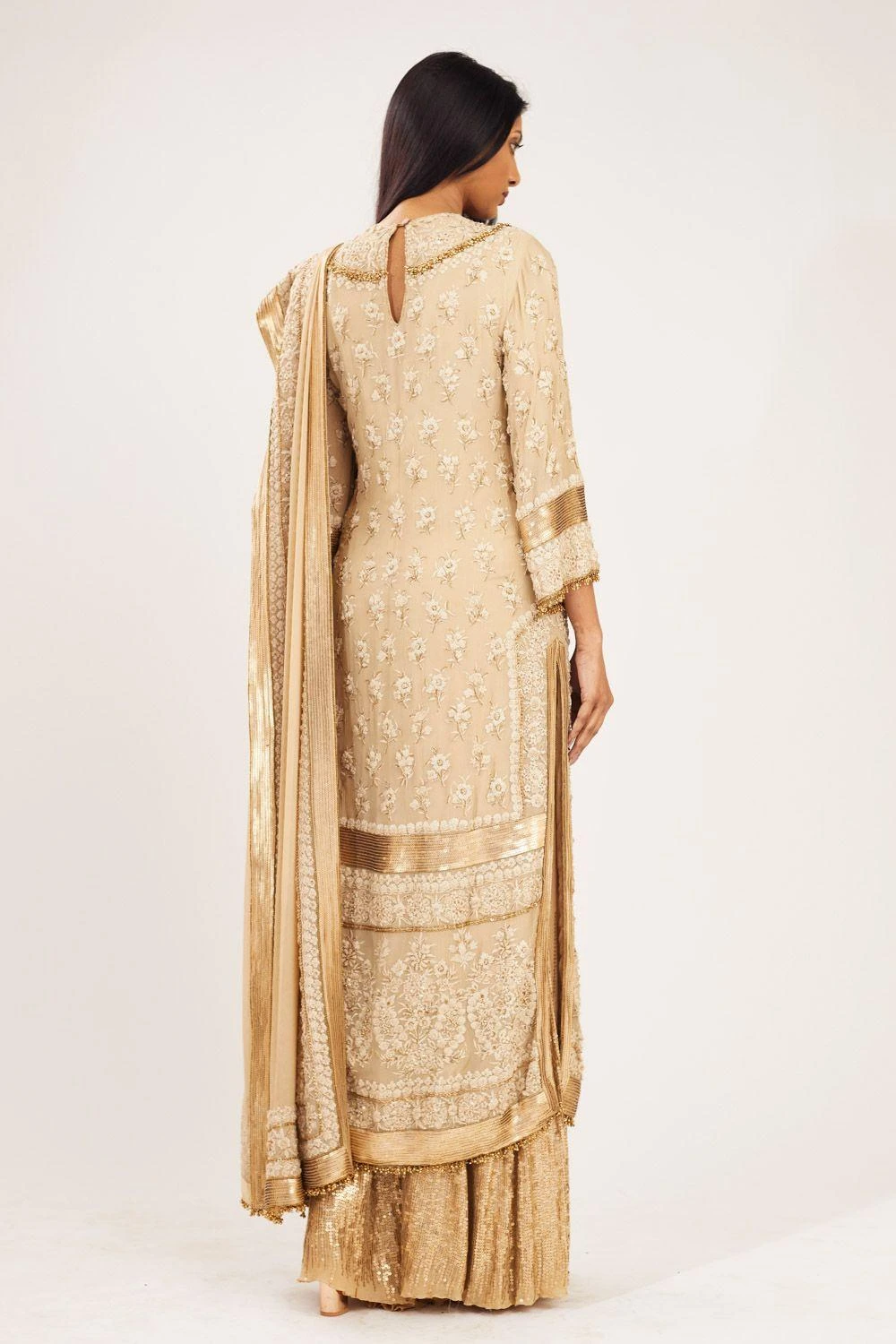 Nakul Sen Beige Embroidered Kurta Set 5 Nakul Sen Beige Embroidered Kurta Set - Image 5
