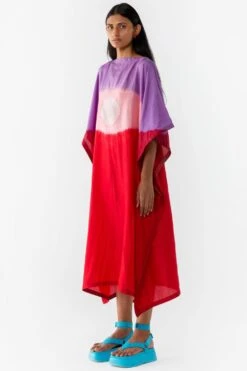 Medium Hand Dyed Colour-blocked Silk Kaftan