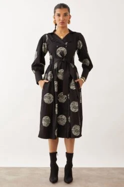SNOB Black Ripple Printed Milori Dress