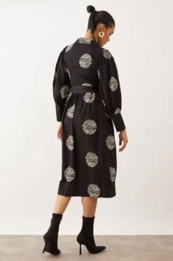 SNOB Black Ripple Printed Milori Dress -Echo Clohting Shop 10823sb7 4