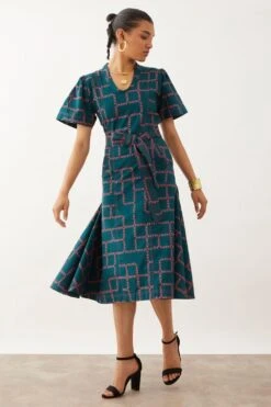 SNOB Daichi Chevron Printed Dress