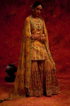 Simar Dugal Yellow Embellished Sharara Set