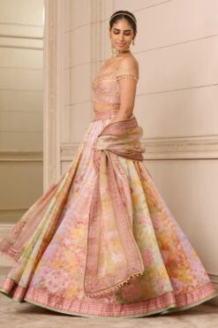 Tarun Tahiliani Floral Embellished Multicoloured Lehenga Set -Echo Clohting Shop 110723tt05 5