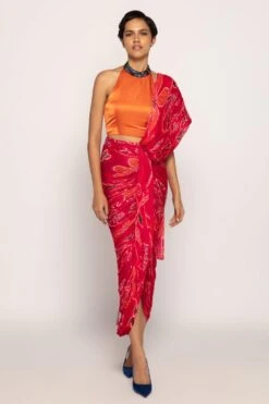 Saaksha & Kinni Marigold Bandhani Print Micro Pleated Skirt