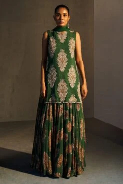 Bhumika Sharma Green Butta Printed Lehenga Set