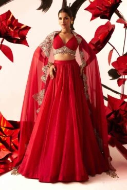 Bhumika Sharma Red Embroidered Lehenga Set