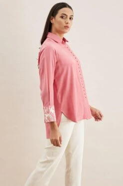 PATINE Salmon Pink Gara Thread Embroidered Shirt -Echo Clohting Shop 111pat1 3