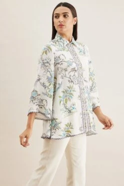 PATINE White Shikargah Bell Sleeve Shirt -Echo Clohting Shop 111pat31 3