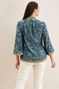 PATINE Blue Shikargah Bell Sleeve Wrap Top -Echo Clohting Shop 111pat32 5