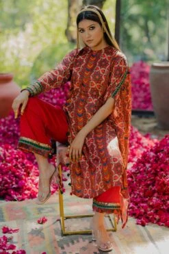 Pooja Keyur Meraki Aari Embroidered One Sided Kaftan Set -Echo Clohting Shop 111pkm32 2