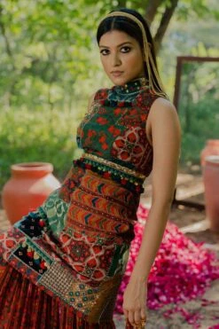 Pooja Keyur Brown Aari Embroidered Patchwork Sharara Set -Echo Clohting Shop 111pkm8 3