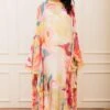 Varun Bahl Pret Floral Printed Ruffle Cape Dress