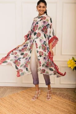 Varun Bahl Pret Red Floral Printed Kaftan -Echo Clohting Shop 111vb48 3