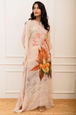 Varun Bahl Pret Pink Botanical Printed Kaftan